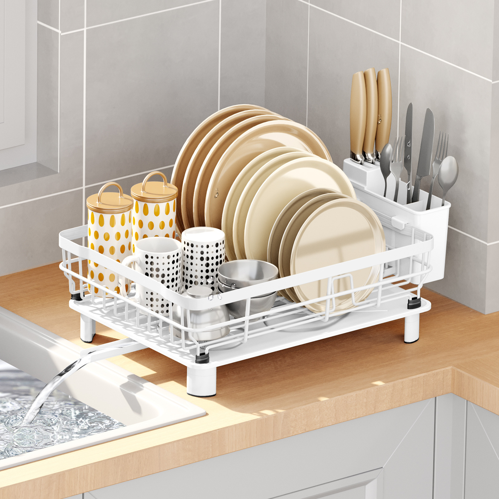 Kitchen Cabinet Organizer under Sink Shelf Storage with Pull-out Drawer Basket for Sundries