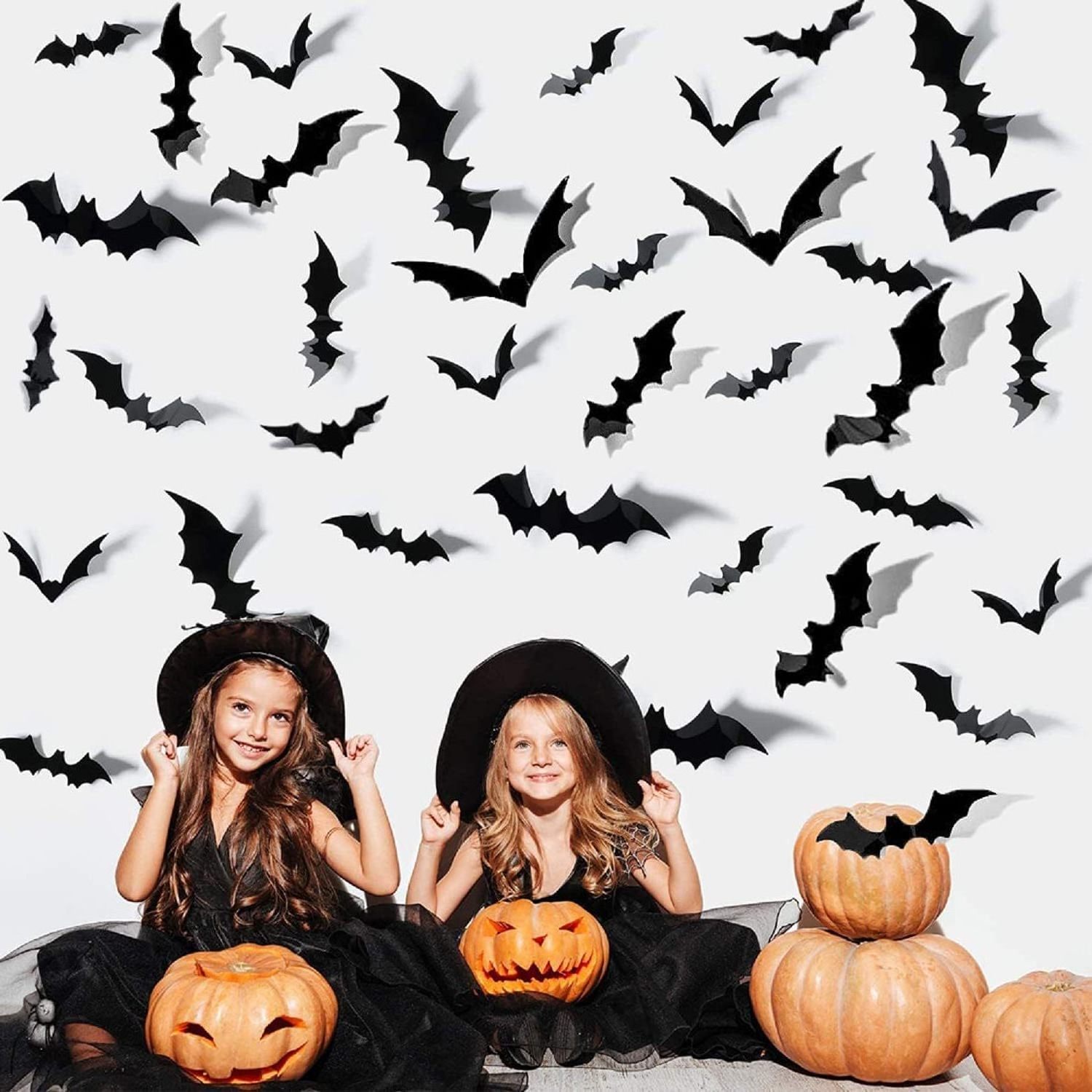 Wholesale 60 pieces a pack  Halloween wall stickers 3D bat black stereo bat stickers