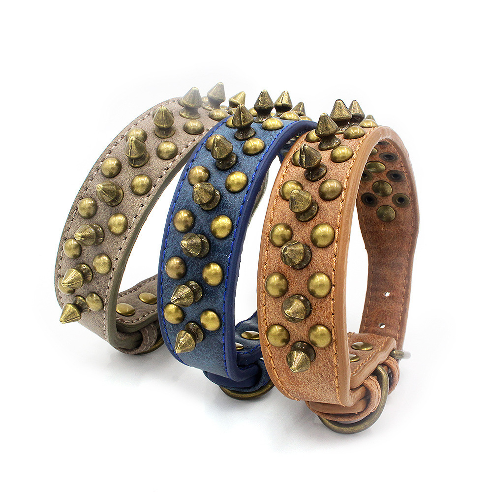 Adjustable Rivet Spiked Studded Dog Collar Strap Outdoor Sports Cool Pet Collar for Pets Accessories