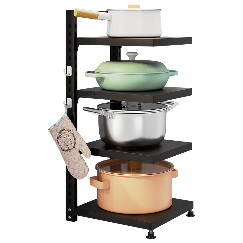 Pot storage Household kitchen adjustable stainless steel shelf Multi-layer shelving under sink cabinet Kitchen Pan Stand