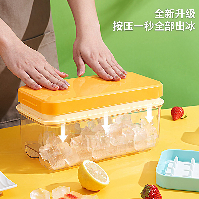 Silicone Ice Tray For Freezer  Comes With Ice Container Scoop and Cover Ice Cube Tray with Lid and Bin