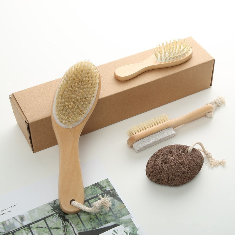 BEAUFLY Customized Logo Cellulite Exfoliating Dry Skin Brushing Body Brush Set for Bathing and Shower