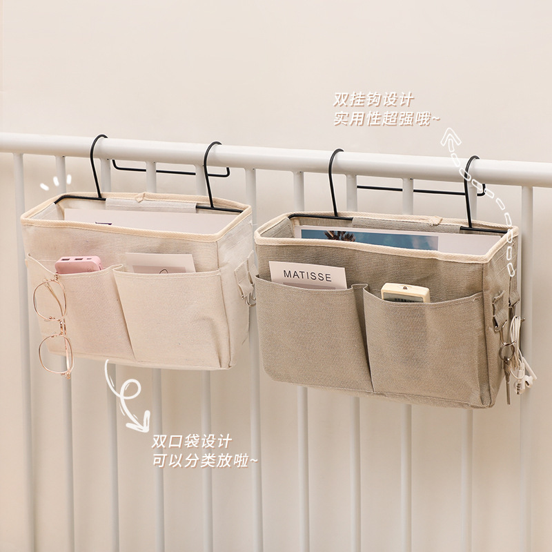 Canvas Bedside Hanging Pocket Storage Bag Bedroom Magazine Storage Canvas Baby Diaper Caddy Organizer