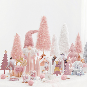 2023 New Pink Christmas Tree Angel Elk Home Shopping Mall Window Desktop Decoration  Wooden Ornaments