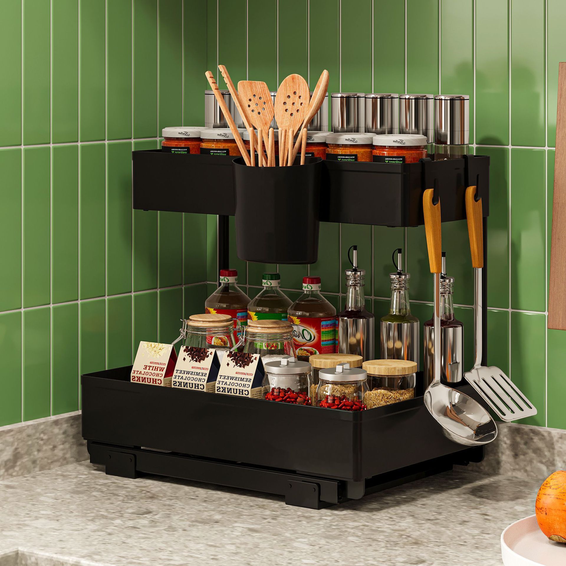 2 Tier Countertop Spice Rack Storage Racks Shelving Units Under Sink Organizers And Storage Spice Rack