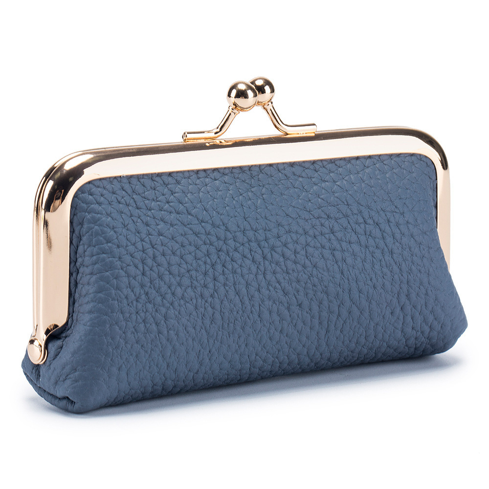 Hot-Selling Linen Clasp Coin Lady Custom Purse Metal Frame Mini Clutch Bag Vintage Women Wallet Kiss Lock Cowhide Lipstick Bag