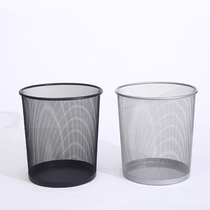 TRASH BIN ROUND METAL MESH WASTE BINS TRASH CAN DUSTBIN WASTEBASKET GARBAGE BIN