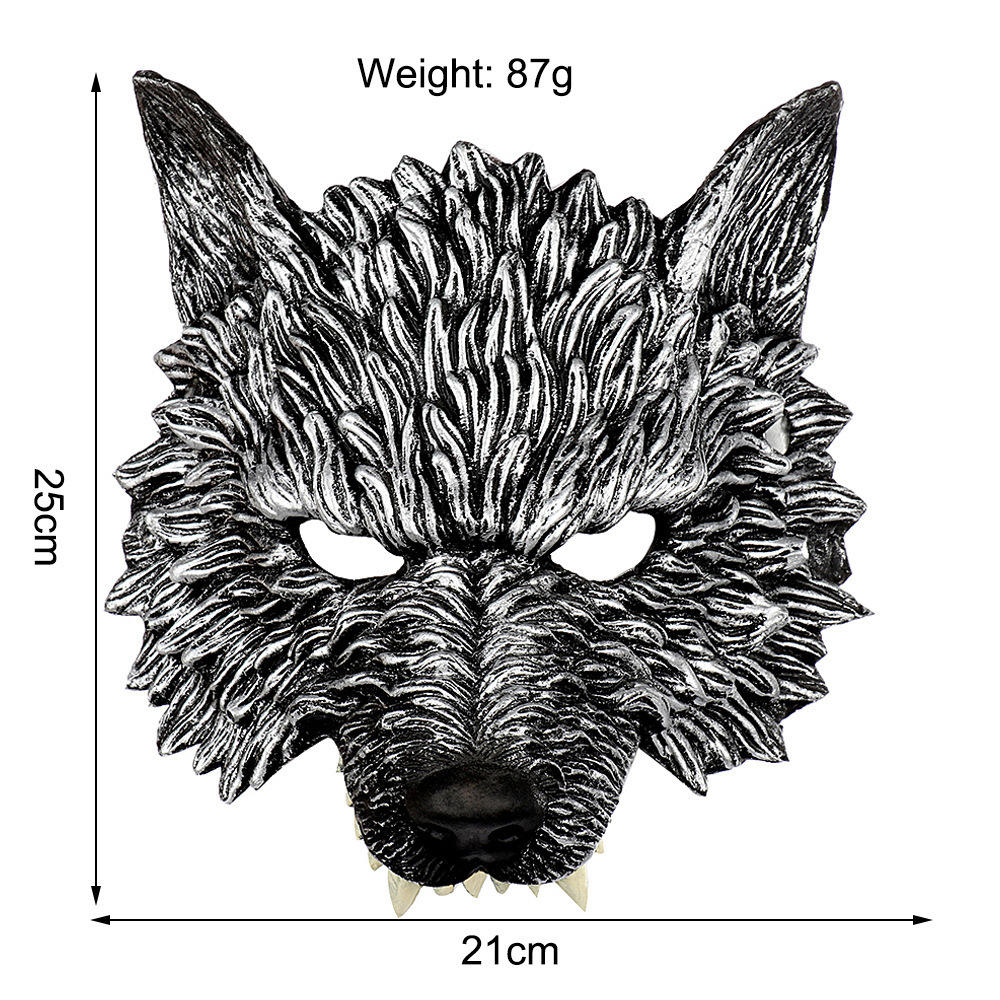 PU Wolf Mask Halloween Half Face Werewolf Mask Animal Masquerade Mask for Cosplay Costume