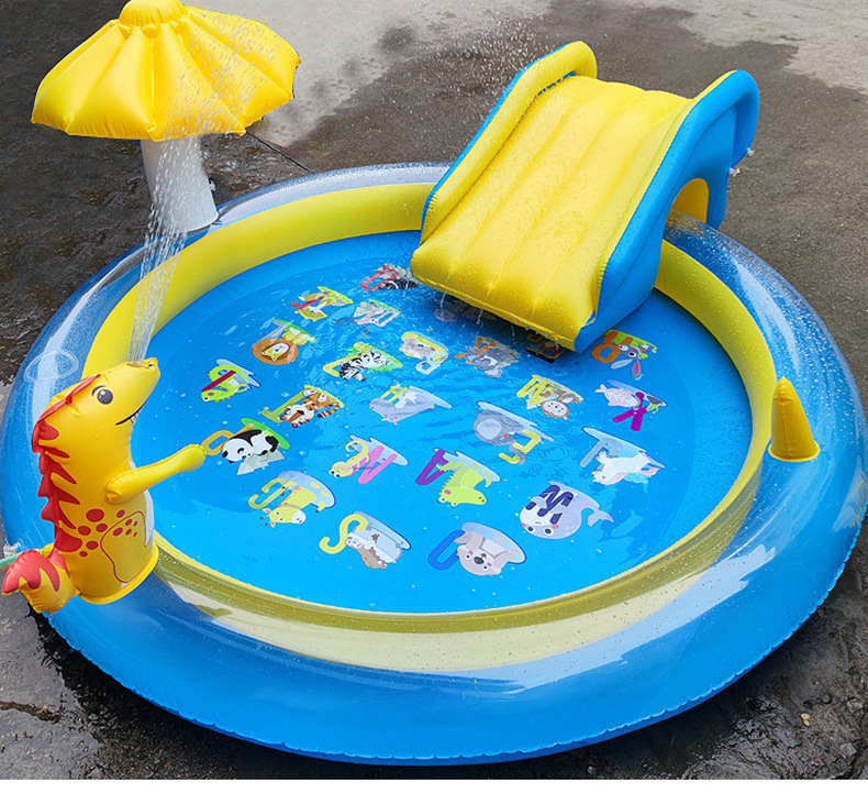 Summer Outdoor Inflatable Children Water Play Spray Splash Pool Water Play Toy Swimming Pool with Slide