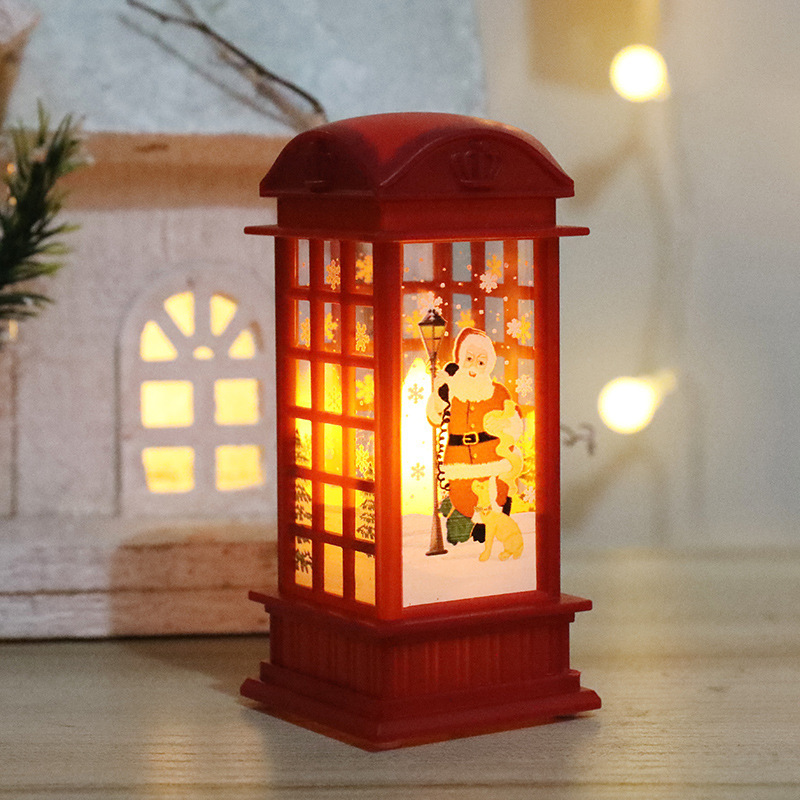 Christmas Telephone Box Water Spinner Lantern Christmas Lighted Musical Snow Globe Santa Phone Box Ornament