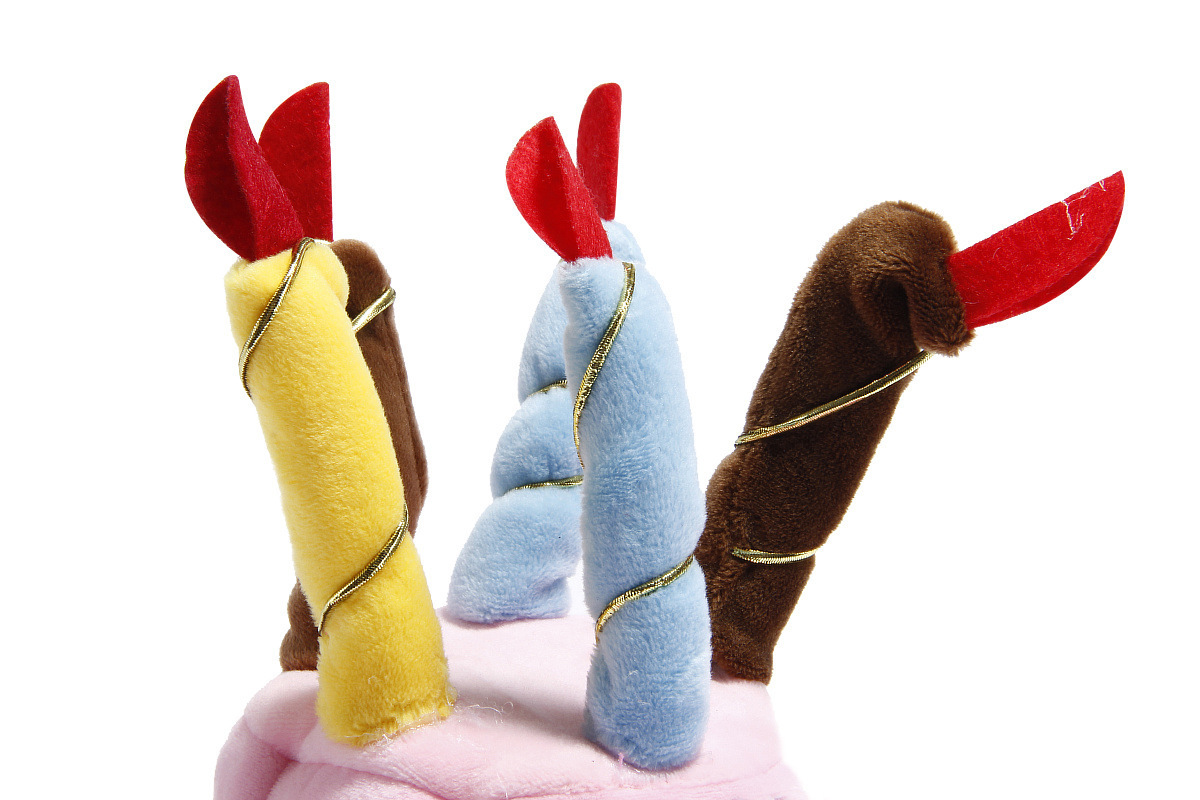 Plush Birthday Hat For Dogs Cats Supplies Pet Gift Dog Hat Dog Birthday Cake Hat Candle Design Headdress Accessories