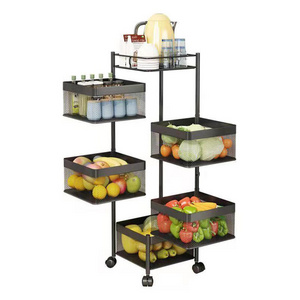 Kitchen rotating storage rack house hold floor living room snack toy fruit and vegetable basket multi-layer trolley storage rack