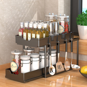 2 Tier Sliding Storage Boxes Kitchen Sink Organization Put Out Drawer Under Sink Organizer With Sliding Cabinet Basket