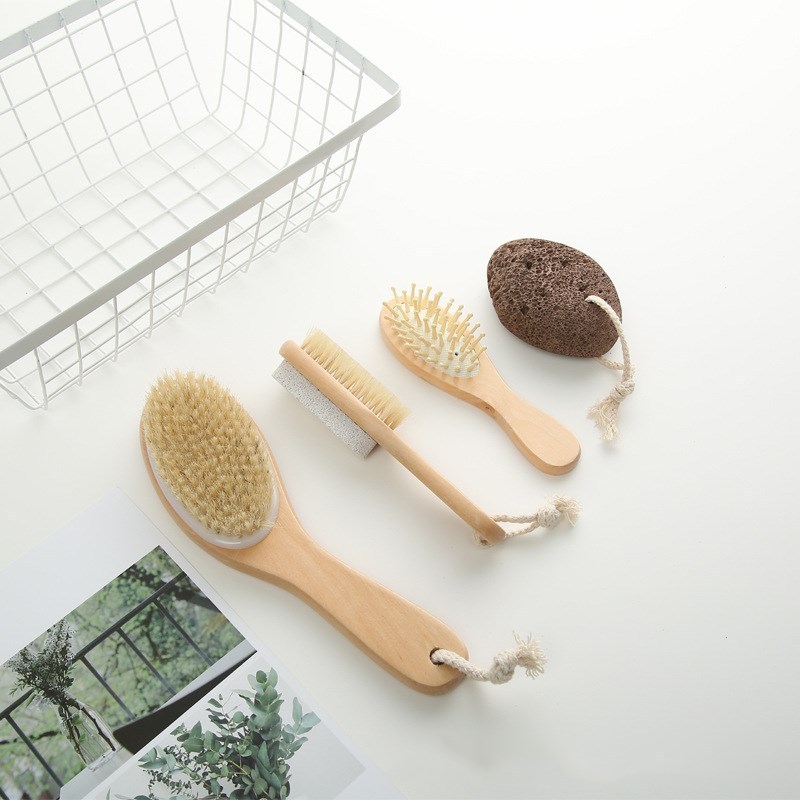 BEAUFLY Customized Logo Cellulite Exfoliating Dry Skin Brushing Body Brush Set for Bathing and Shower