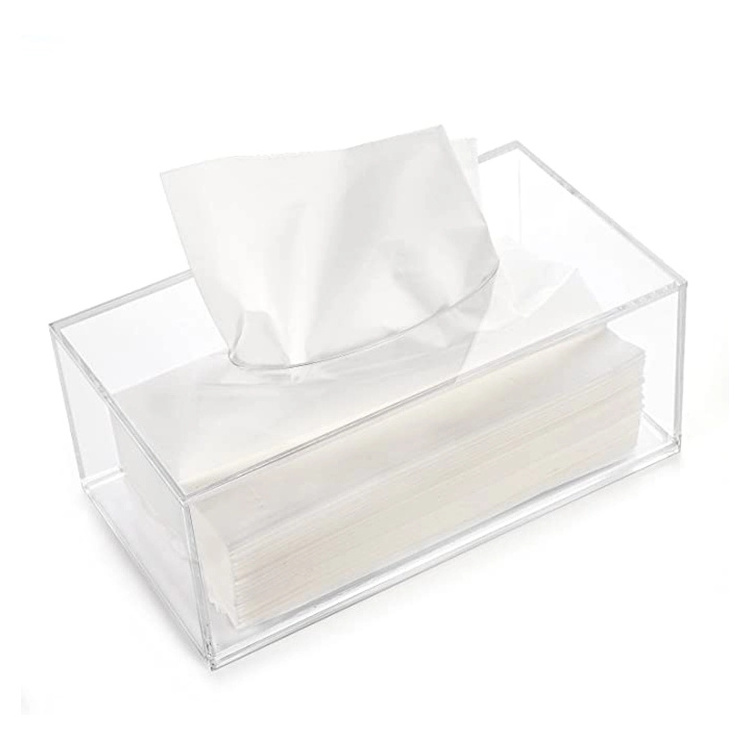 Wholesale Custom Printed Tissue box Transparent Clear Cover Square Toilet Paper Acrylic Tissue Box