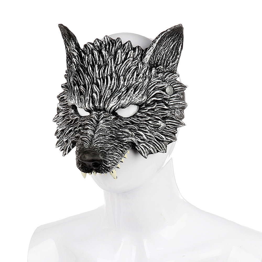 PU Wolf Mask Halloween Half Face Werewolf Mask Animal Masquerade Mask for Cosplay Costume