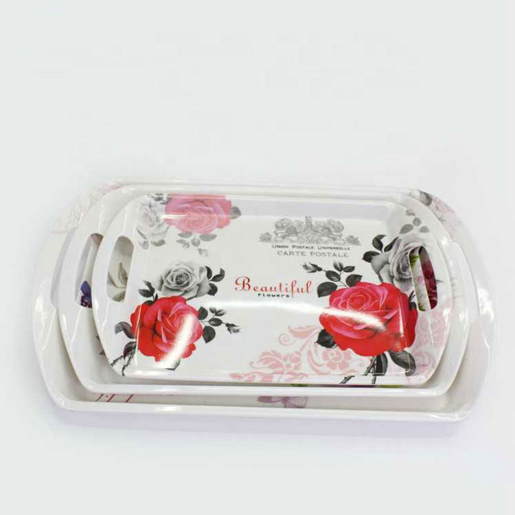 Tableware High Grade Melamine Fruit Tray Fruit Basket with Rose Design