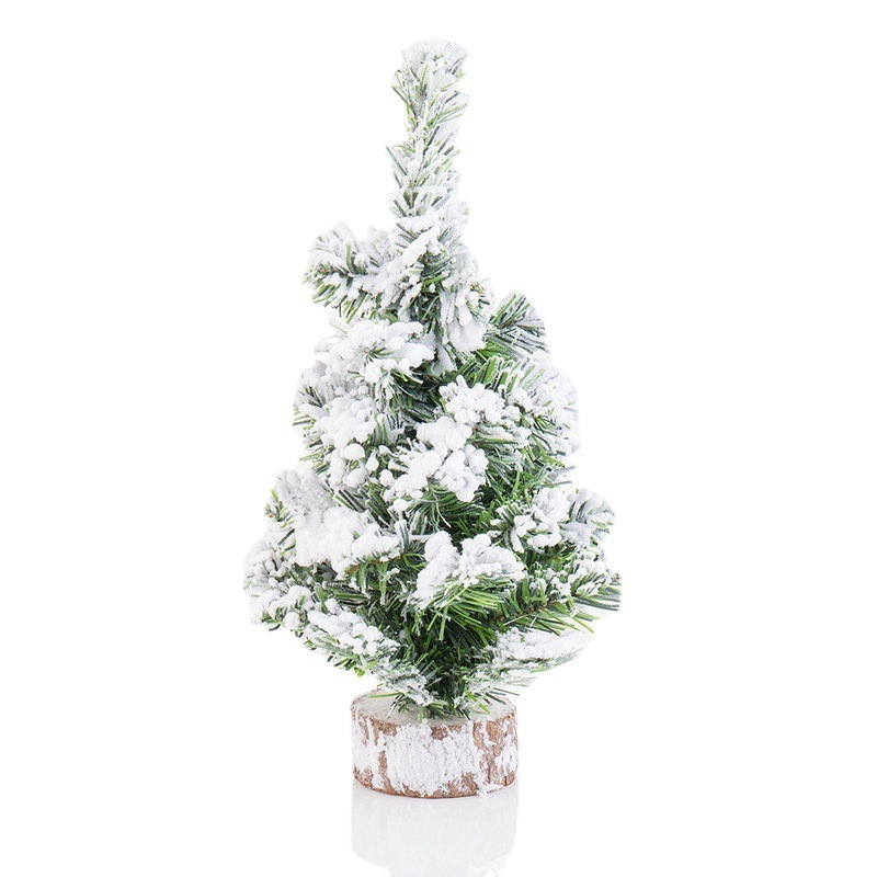 Factory Wholesale Snowflake Flocking Small Christmas Tree with Lights