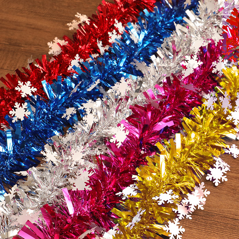 Xmas Snowflake Hanging Garland Ribbon Glitter Tinsel Christmas Decoration for Party