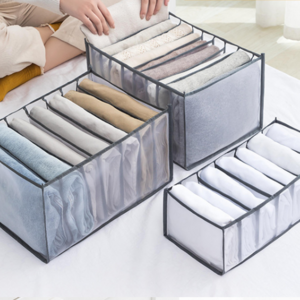 Breathable visual drawer divider storage box with nylon mesh fabric for jeans underwear T-shirt closet organizer