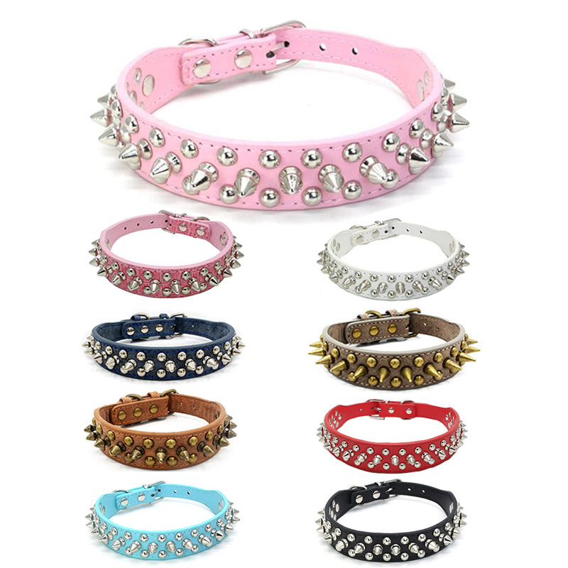 Adjustable Rivet Spiked Studded Dog Collar Strap Outdoor Sports Cool Pet Collar for Pets Accessories