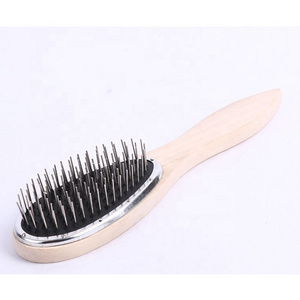 BEAU FLY Private Logo Hairpiece Brush Detangle Wood Handle Stainless Steel Bristle Wig Hair Brush