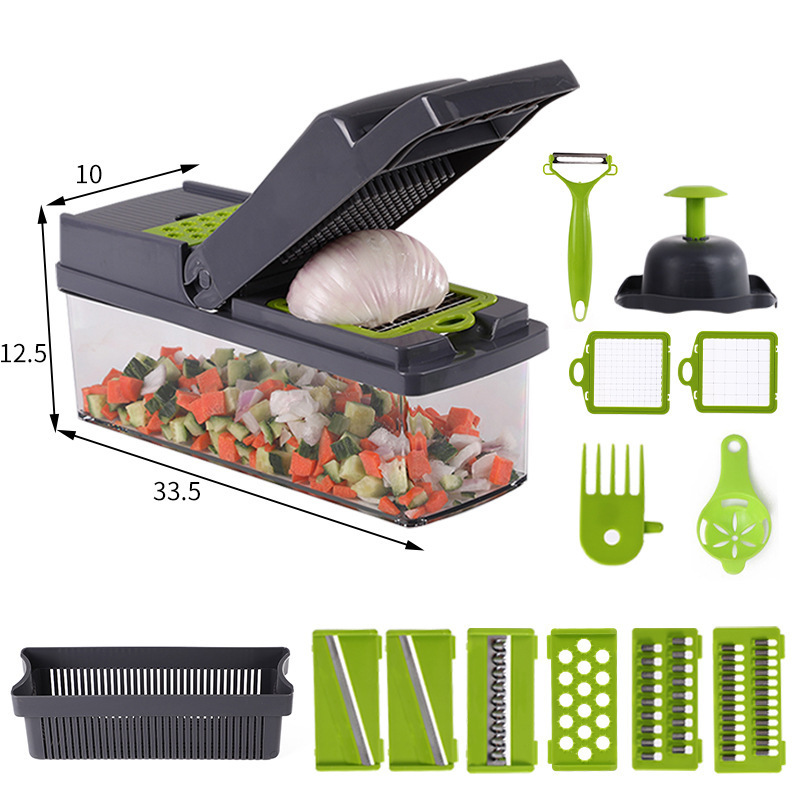 Multifunctional Hot selling vegetable chopper 15 in 1 Onion Cutter Fruits Slicer Potatoes Peeler Manual Vegetable Chopper