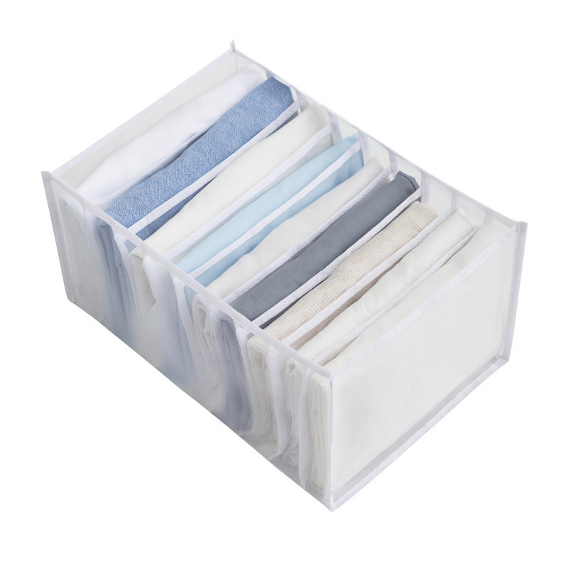 Breathable visual drawer divider storage box with nylon mesh fabric for jeans underwear T-shirt closet organizer