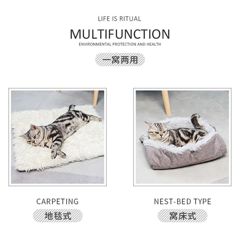 Hot sale 2 in 1 Convertible Cat Soft Plush Blanket Foldable Cat Sleeping Bag