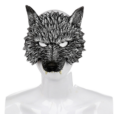 PU Wolf Mask Halloween Half Face Werewolf Mask Animal Masquerade Mask for Cosplay Costume