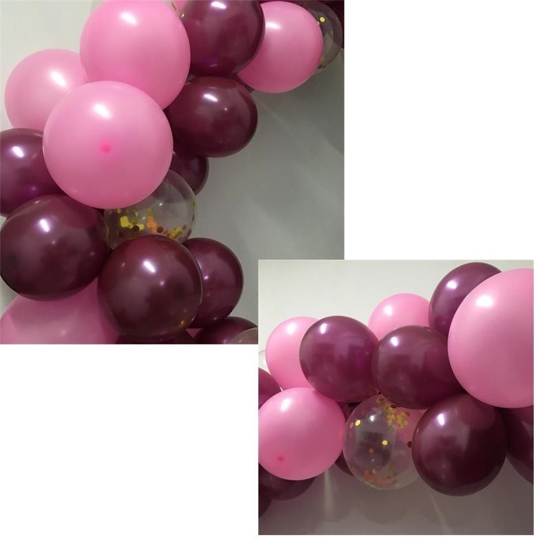 Burgundy Pink Gold Confetti Balloons Garland Kit 102 pcs Birthday Party Supplies Wine Red Baby Shower Wedding Decorations