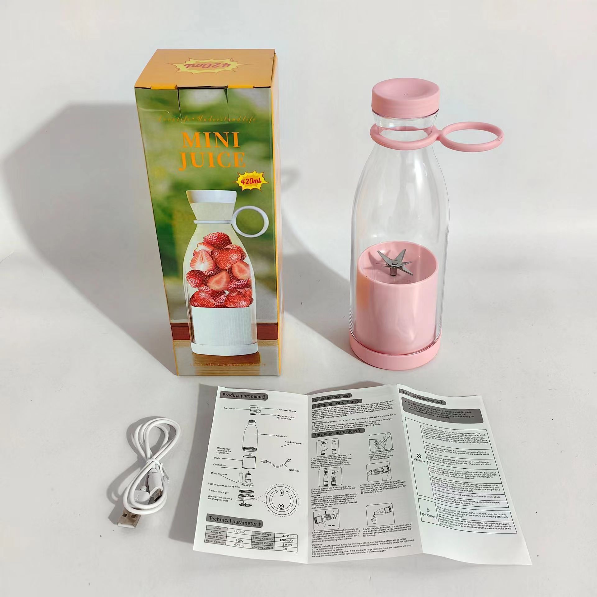 Hot Selling Personal Mini Mixer Juicer Cup Portable 380ml Fruit Ice Cup Blender USB Charge Juicers