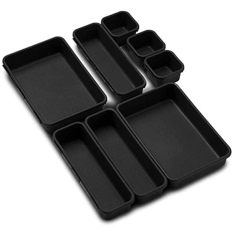 8 Pieces Customized Plastic Small Multifunctional Kitchen Storage and Tableware Drawer Divider Organizer For sundries