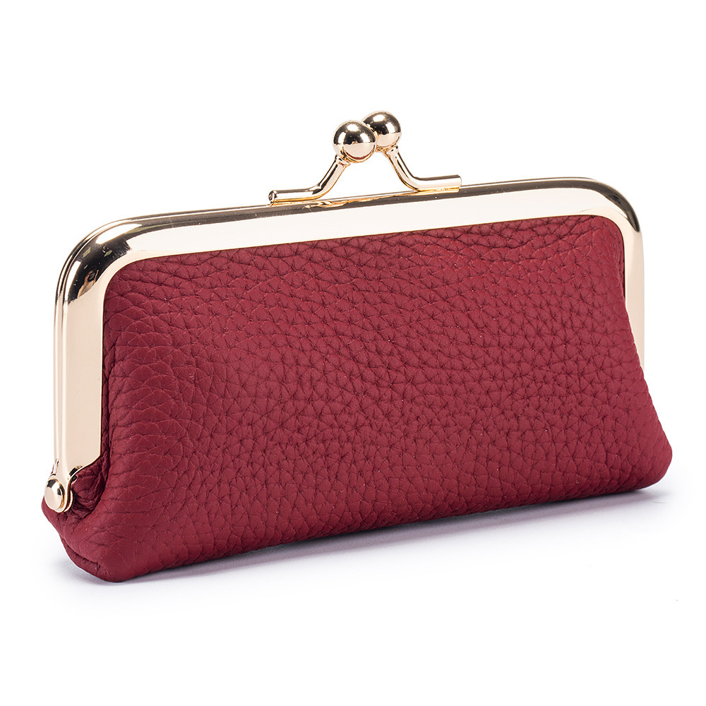 Hot-Selling Linen Clasp Coin Lady Custom Purse Metal Frame Mini Clutch Bag Vintage Women Wallet Kiss Lock Cowhide Lipstick Bag