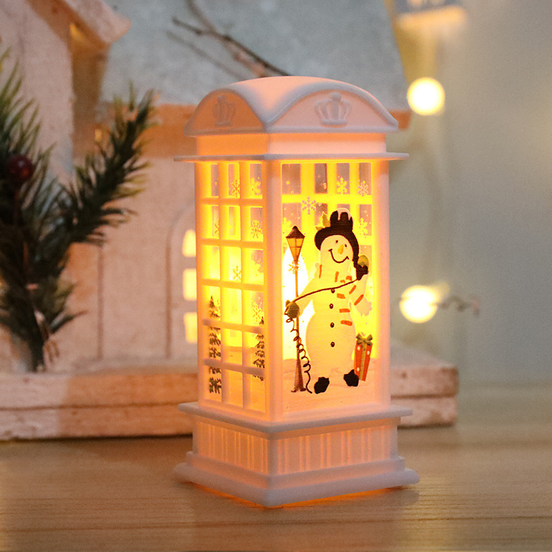 Christmas Telephone Box Water Spinner Lantern Christmas Lighted Musical Snow Globe Santa Phone Box Ornament