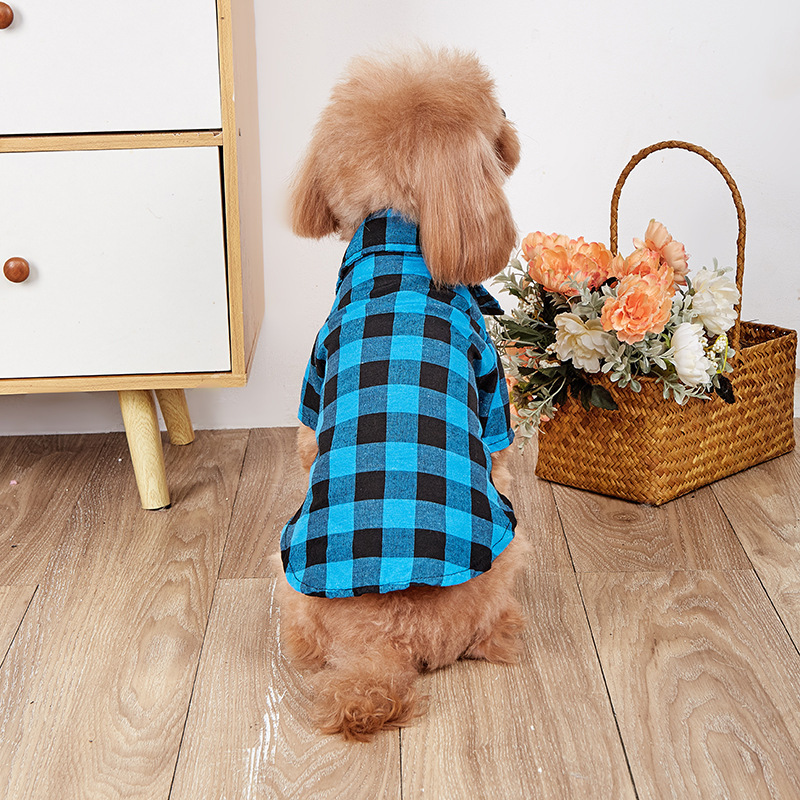 Pet Clothes Dogs Plaid Striped Shirt Suit Wedding Dress Puppy Coat Teddy Bear Pomeranian Vest Small-Medium Dog Cat Pet Costume