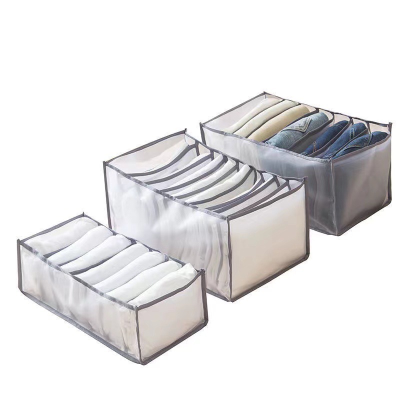 Breathable visual drawer divider storage box with nylon mesh fabric for jeans underwear T-shirt closet organizer