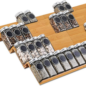 Wholesale 4 Tier Bamboo Countertop Spice Rack Organizer Kitchen Spice Drawer Organizer