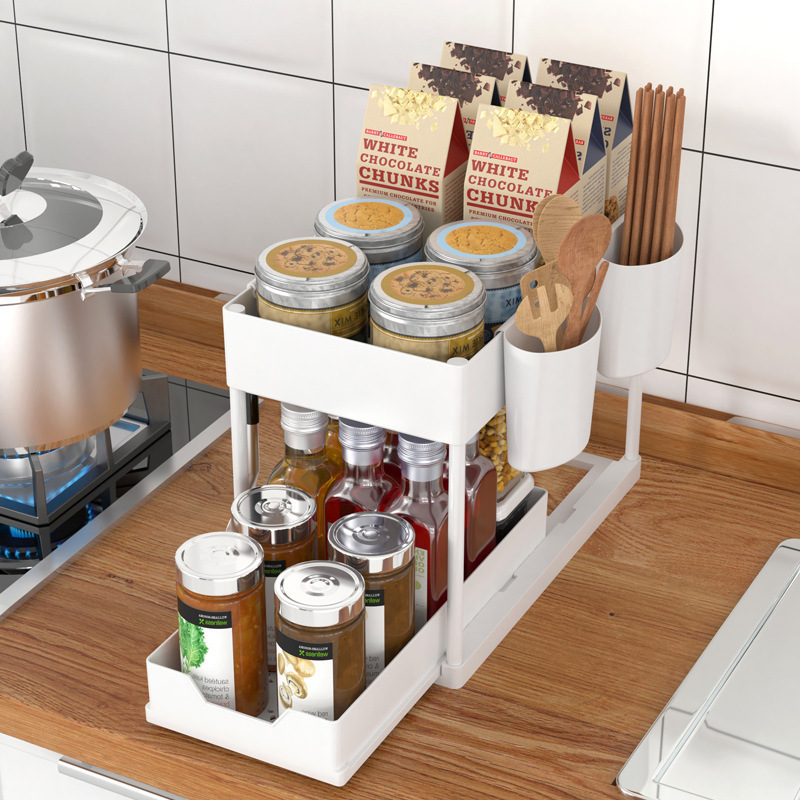 2 Tier Countertop Spice Rack Storage Racks Shelving Units Under Sink Organizers And Storage Spice Rack