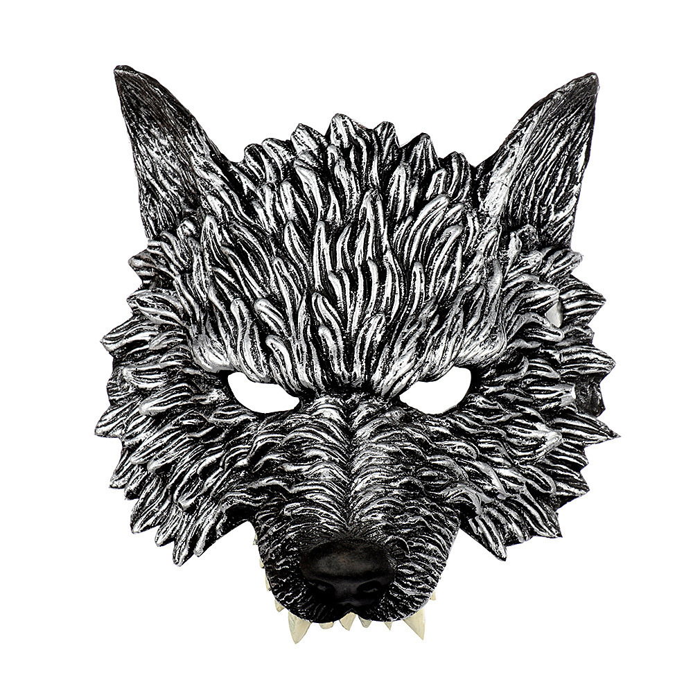 PU Wolf Mask Halloween Half Face Werewolf Mask Animal Masquerade Mask for Cosplay Costume