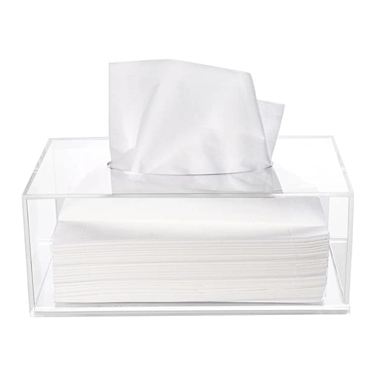 Wholesale Custom Printed Tissue box Transparent Clear Cover Square Toilet Paper Acrylic Tissue Box