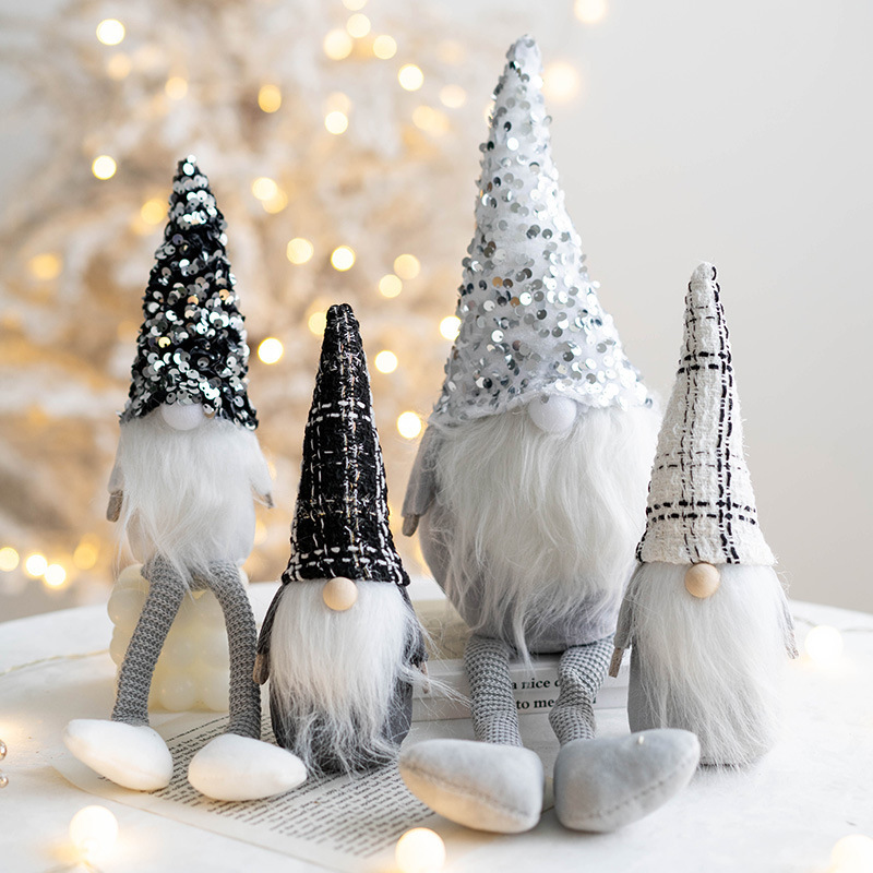 2022 Christmas Decoration Supplies Plush Gnome with LED Light Xmas Gnome Ornaments