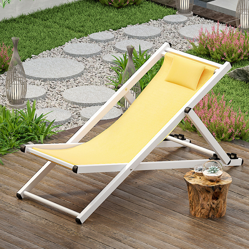 Wholesale Canvas Chair Foldable Beach Lounge Chair Canvas Lightweight Outdoor Metal Folding  Beach Chair