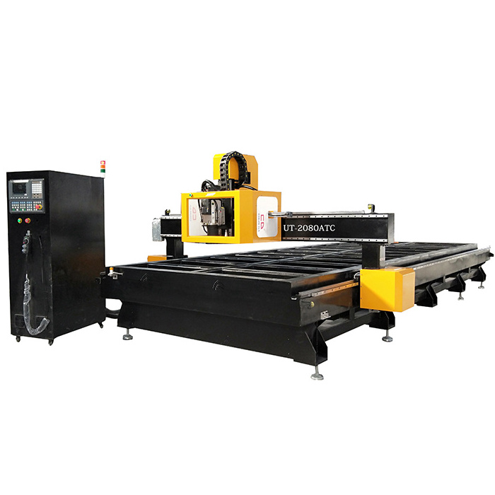 Big Size 2060 2070 2080 ATC CNC Router Machine for Aluminum, Acrylic Cutting Vacuum Table with T-slot 9kw Air Cooling Spindle