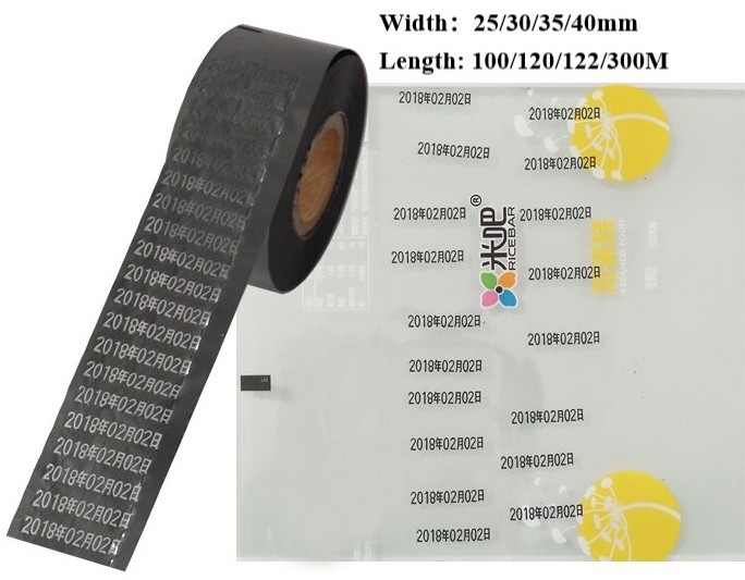 30mm manufacturers black date stamping printing batch code hot stamp ribbon coding foil