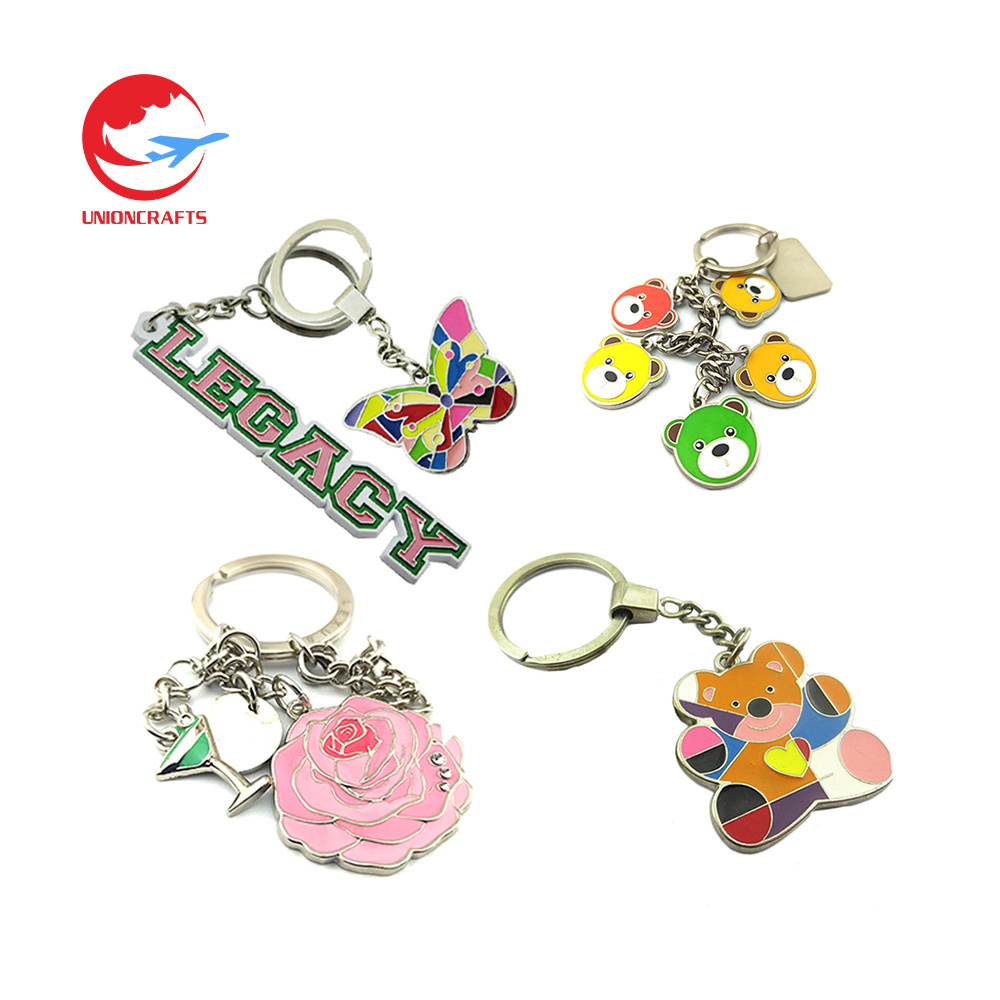 Designer wholesale funny keychain ring making supplies charm sword airplane bear spinner rope coffee butterfly letter keychains