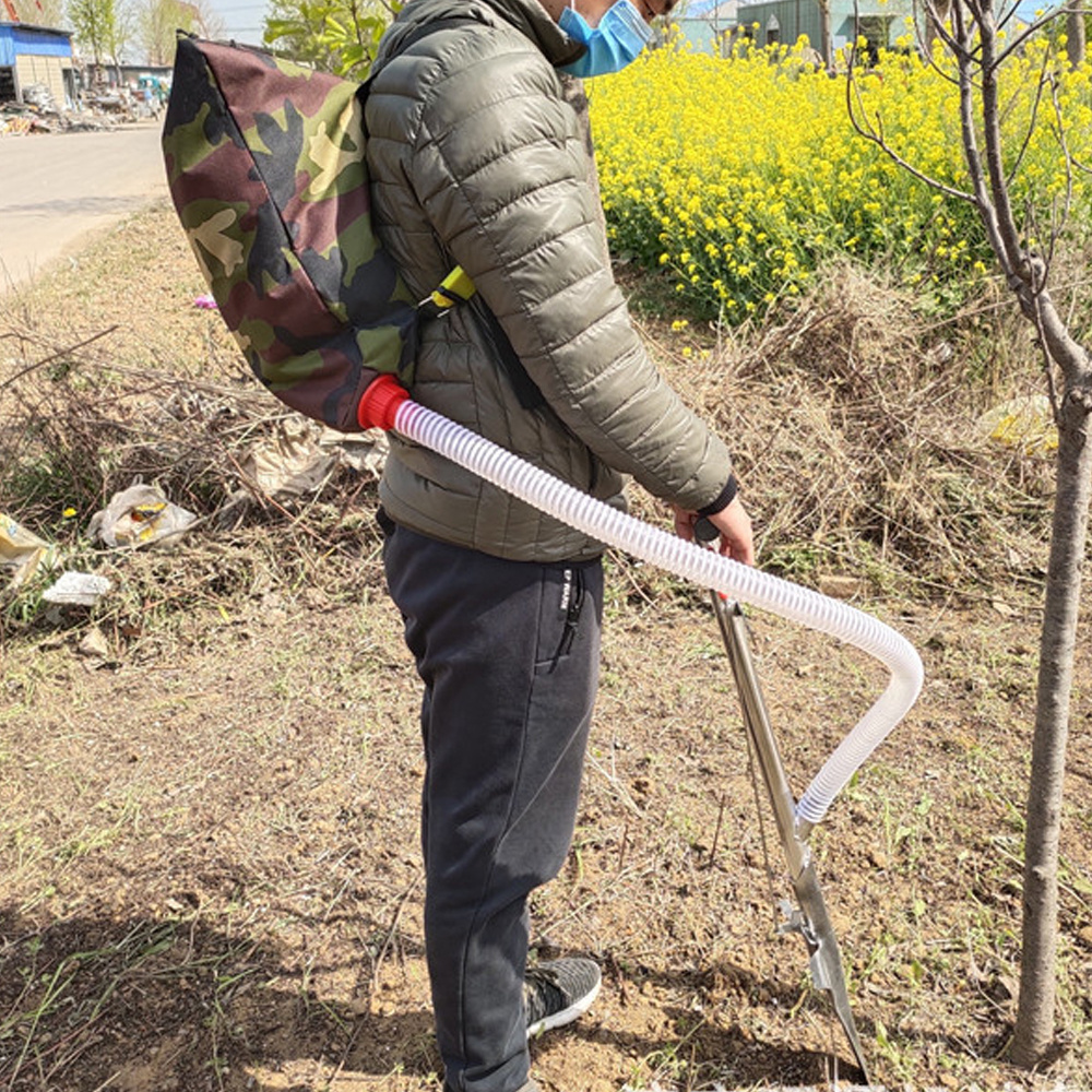 Agricultural fertilizer spreaders Easy carrying backpack stainless steel scoop fertilizer spreader with bag