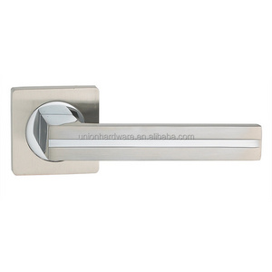 Wholesale Modern Square shaped zinc alloy door handle with satin nickel and chrome