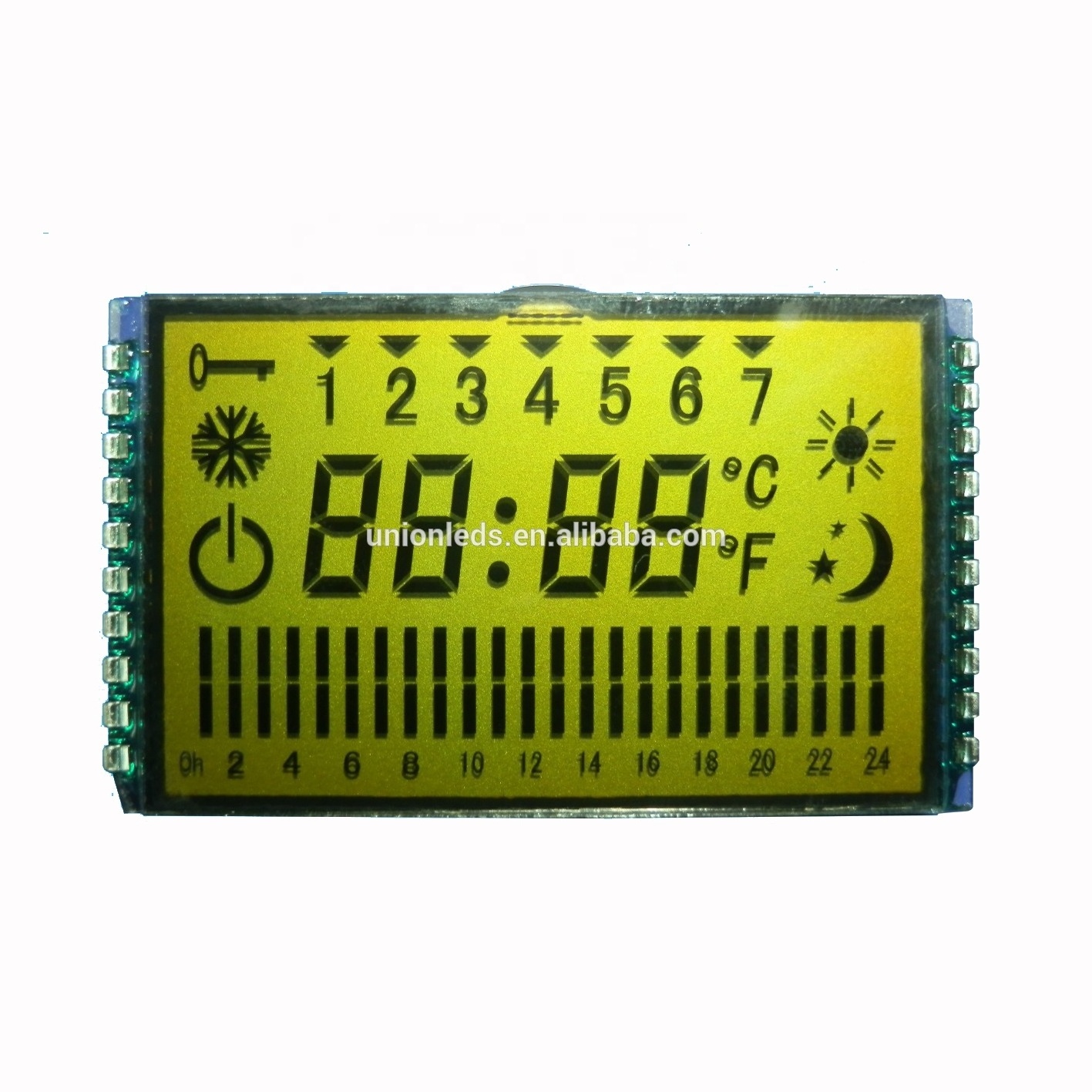 Custom TN segment alphanumeric calculator lcd display with metal pins