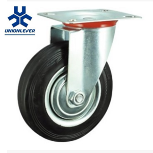 Industrial Iron Core Top Plate Swivel Black Rubber Caster Wheel For Trolley